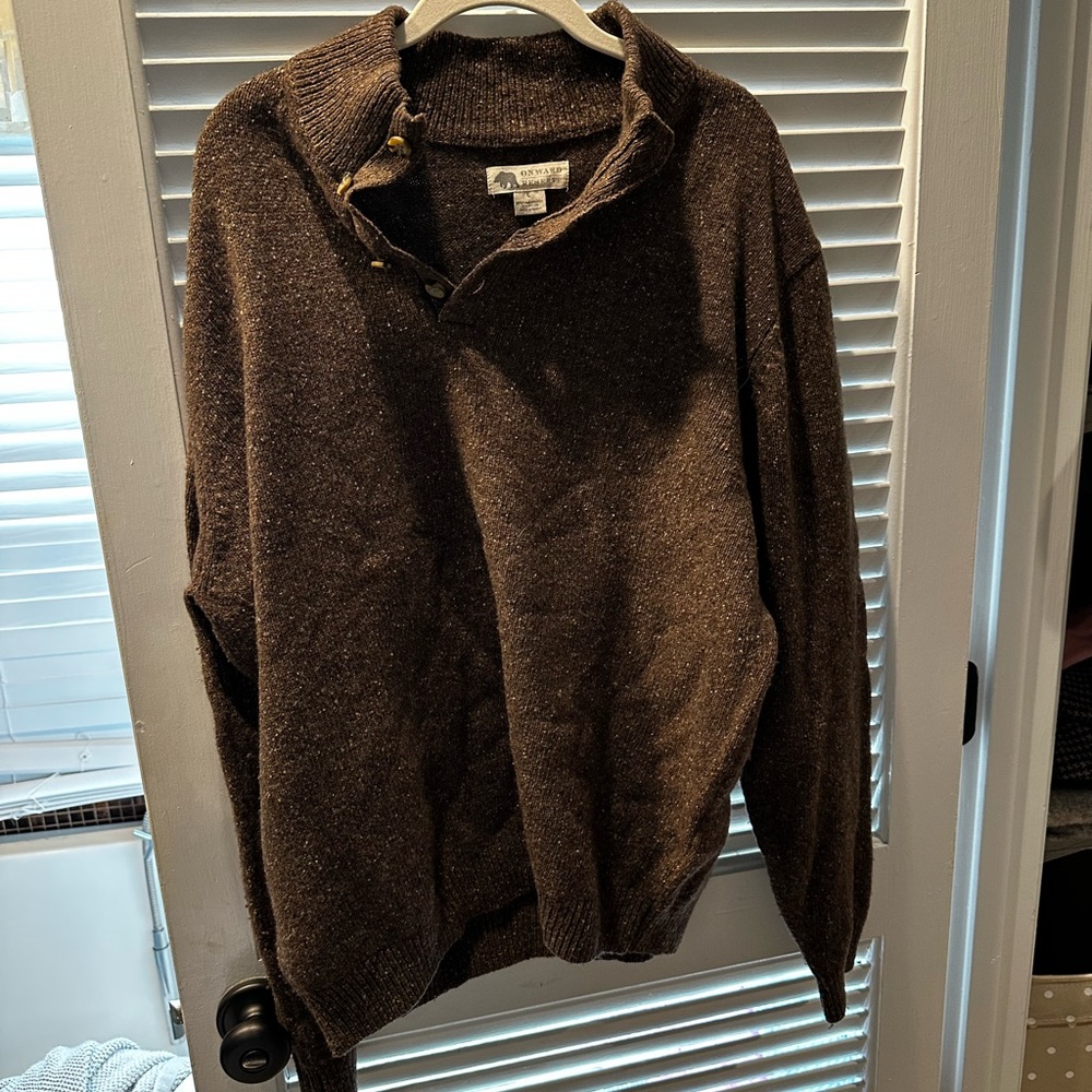 Onward Reserve Brown Shawl Neck Sweater